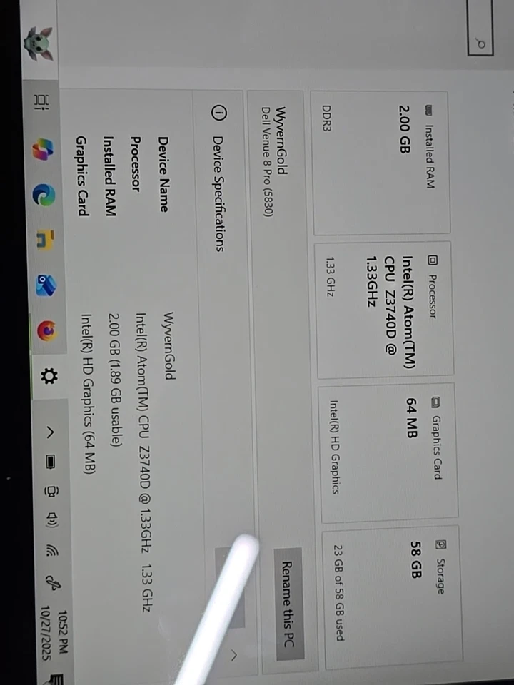 Dell Venue 8 Pro 64 GB, Wi-Fi, 8 pulgadas - negro Foto 4 de 4