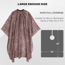 Waterproof Leopard Hair Cutting Cape - 64" x 56" Salon Cape with Adjustable N...
