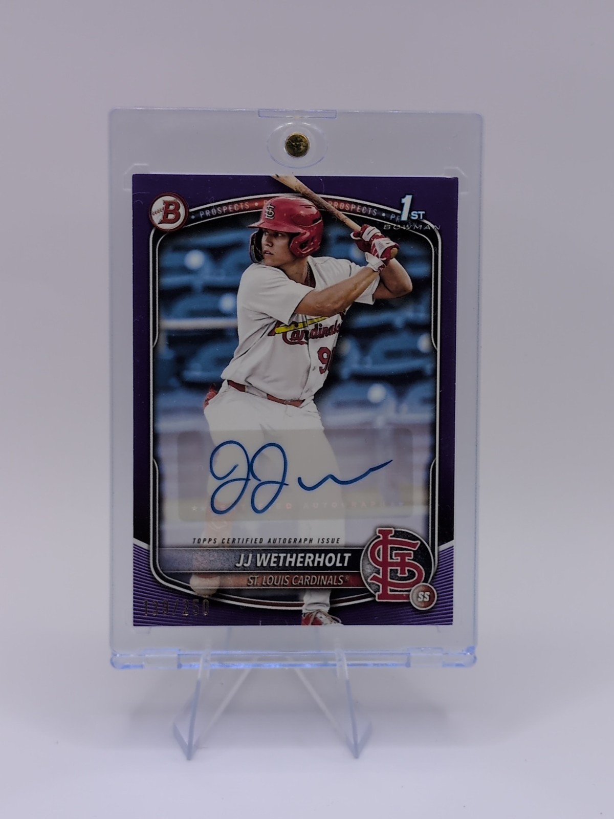 2025 Bowman JJ Wetherholt Purple Auto /250 #BPA-JW 1st St. Louis Cardinals