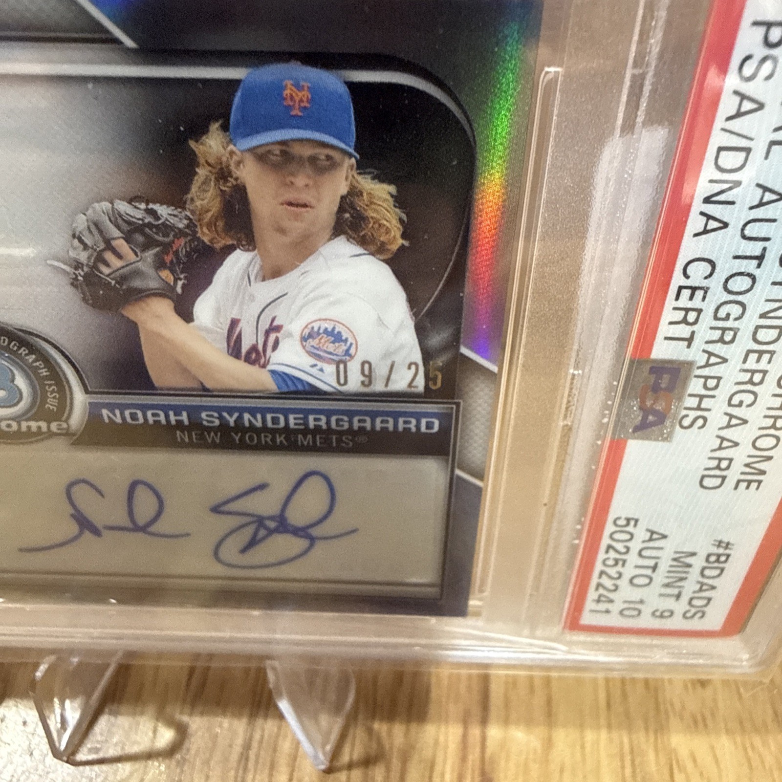 2015 Bowman Chrome #BDA-DS deGrom | Syndergaard Dual Auto PSA 10/PSA 9 #9/25 view 3