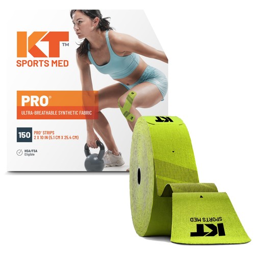 KT Tape, PRO Synthetic Elastic Kinesiology Athletic Tape, 150 Count, 10" Precut