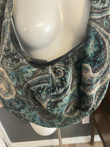 Vtg Y2K Chinese Laundry Paisley Slouch Purse Shoulder Bag Fabric Chain - Picture 5 of 6