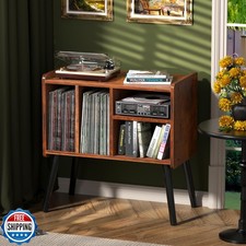 UODERS Record Player Table, Mid-Century Record Player Stand with Vinyl Storag