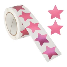 1" Star Stickers, 500 Pcs Self-Adhesive Metallic Foil Stars, Metallic Rose
