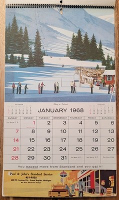 1968 Used Calendar Grand Rapids Michigan Standard Oil Gas Paul John Service
