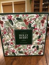 Pottery Barn HOLLY BERRY Christmas Mugs Pinecones Holiday Stoneware Set of4 NEW