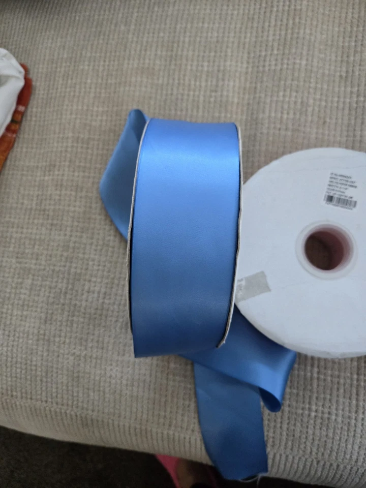 DOUBLE FACED SATIN Ribbon, 10 Yard/Roll, 2 1/4", Porcelain Blue l00% polyester - Image 2 of 4