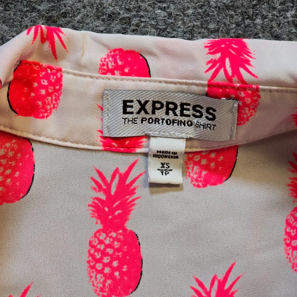 Top Express Mujer Talla XS Rosa Portofino Transparente Piña Botón Informal Carrera Foto 3 de 4