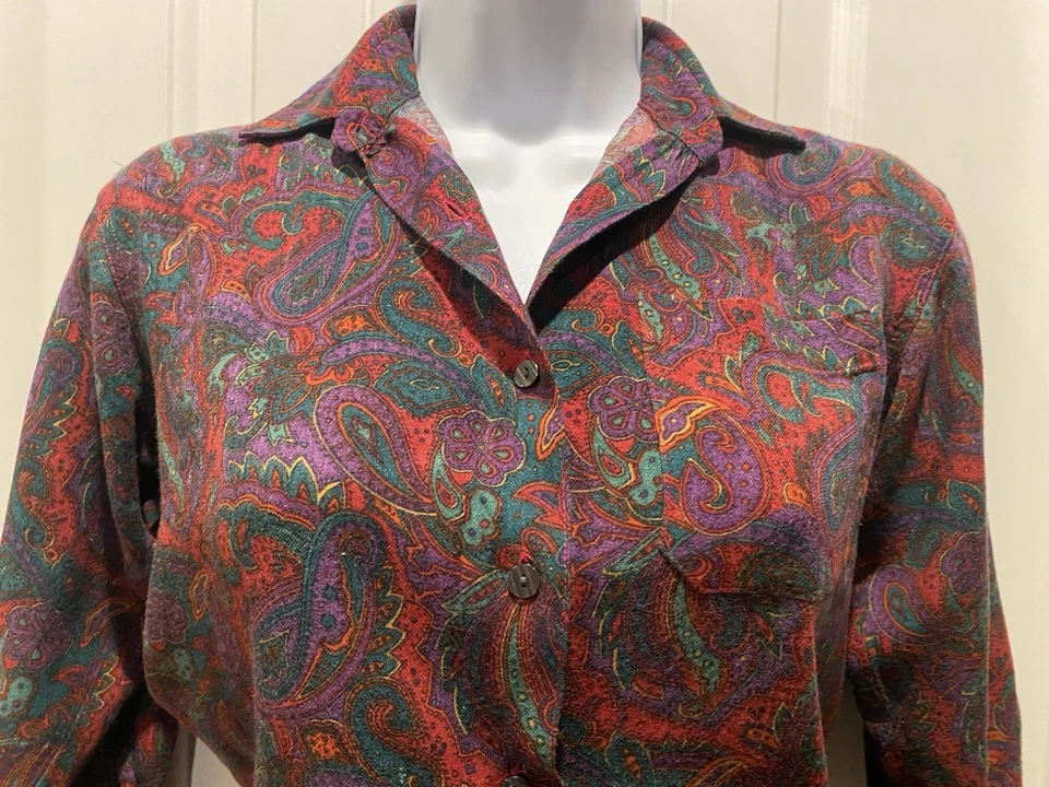Conjunto de blusa e saia vintage anos 90/Y2K GAP com botões em paisley - EUA XS - Imagem 3 de 4