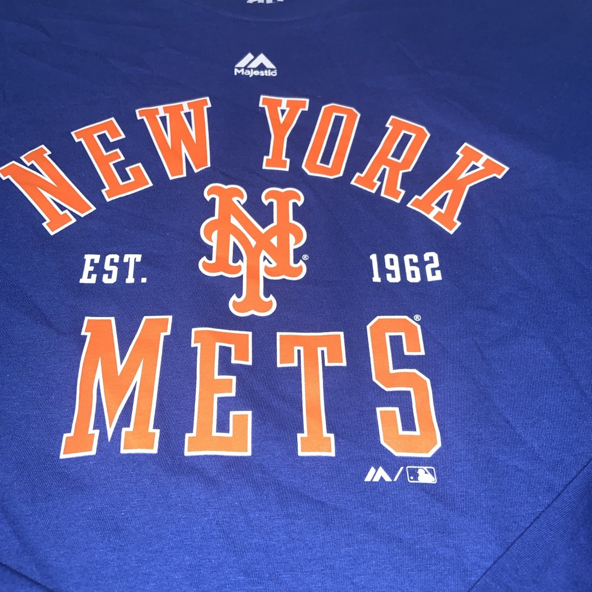 Majestic New York Mets L Long Sleeve Blue Orange Shirt MLB
