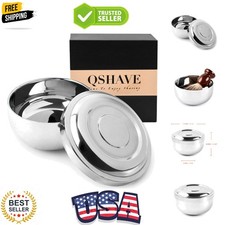 Stainless Steel Shaving Bowl with Lid 4 Inch Diameter Large Deep Size Chrome ...