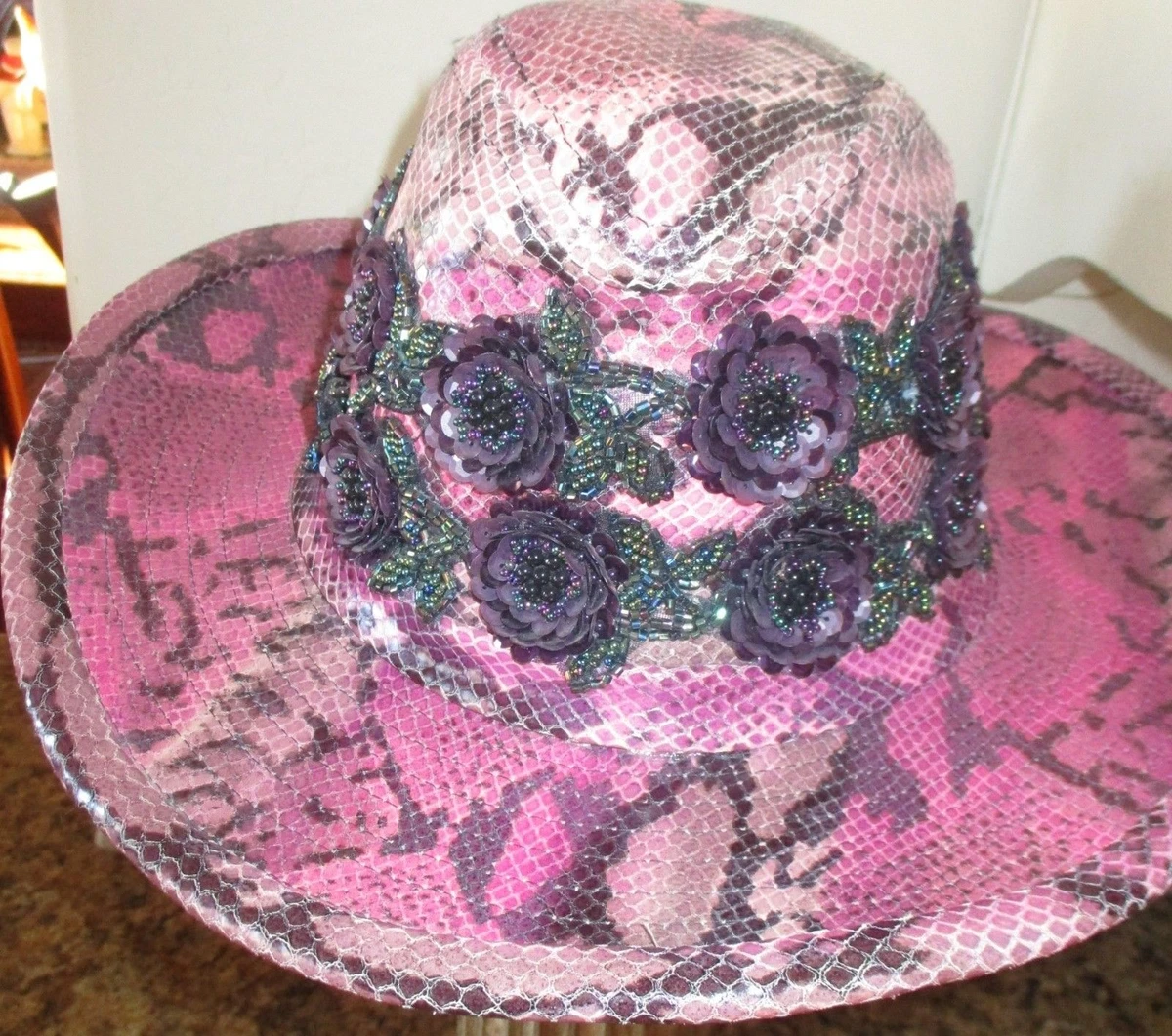 VTG Kokin New York Boutique Pink Python Designer Hat Cowboy Western NWT KOKIN Hats for Women for sale - eBay main image 3