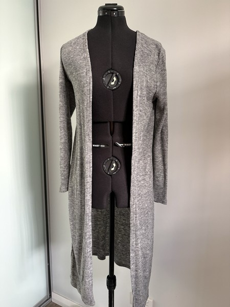 Valleygirl Long Grey Ribbed Cardigan - Small