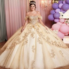 Luxury Quinceanera Dress for 15 Ans Off the Shoulder Appliques Rhinestones Pleat