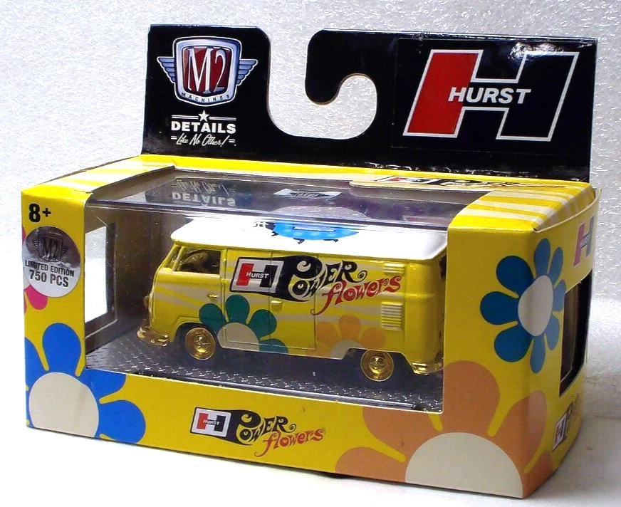 M2 Machines Gold Chase Hurst Power Flowers 1960 VW Delivery Van 1:64 Diecast - Image 3 of 3