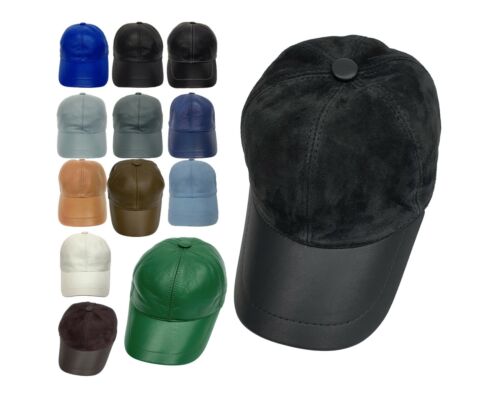 Mens/Ladies Leather Baseball Classic Cap Mens soft Adjustable Hat Winter Cap UK - Picture 1 of 34