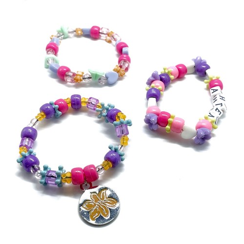 NUEVO SIN ETIQUETAS Juego de Pulsera 3 Kandi Barbiecore Cutesy Kidcore Y2k Elástico Hecho a Mano con Cuentas - Imagen 1 de 4