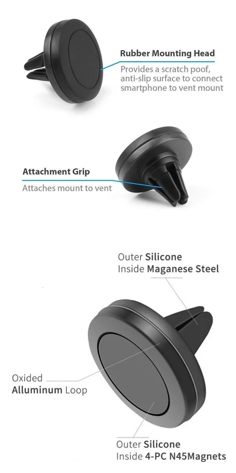 2X pack GPS Cell Phone Holder Magnetic Car Mount Air Vent Stand fit iPhone - Image 2 of 4