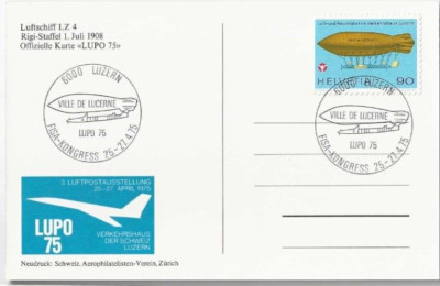 Vintage PC FIRST DAY of ISSUE STAMPS Rigi-Staffel Zeppelin Balloon unused MINT