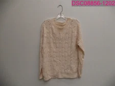 Stain on Neck-Elodie Women's Cable Knit Pullover Sweater Ivory Large KSEO084