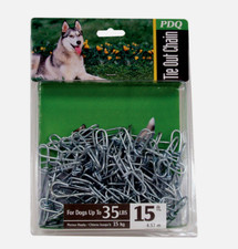 PDQ Boss Pet 15' DOG TIE OUT CHAIN Silver Steel SMALL/MEDIUM Size 35 lbs 27215
