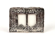 1987 Silver Scenes Silver Plated Roses Window Poem Mini Photo Frame 1.25x1.75''