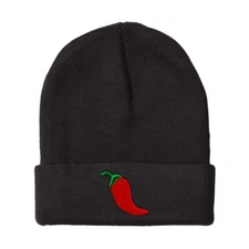 Beanies for Men Chili Pepper Embroidery Winter Hats Women Acrylic Skull Cap