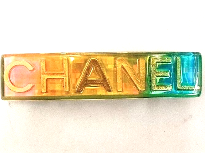 CHANEL ヴィンテージ ゴールド ヘアピン ヘアクリップ 97P CHANEL Vintage Logo Rainbow Multicolor Barrette Hair Clip Hairpin