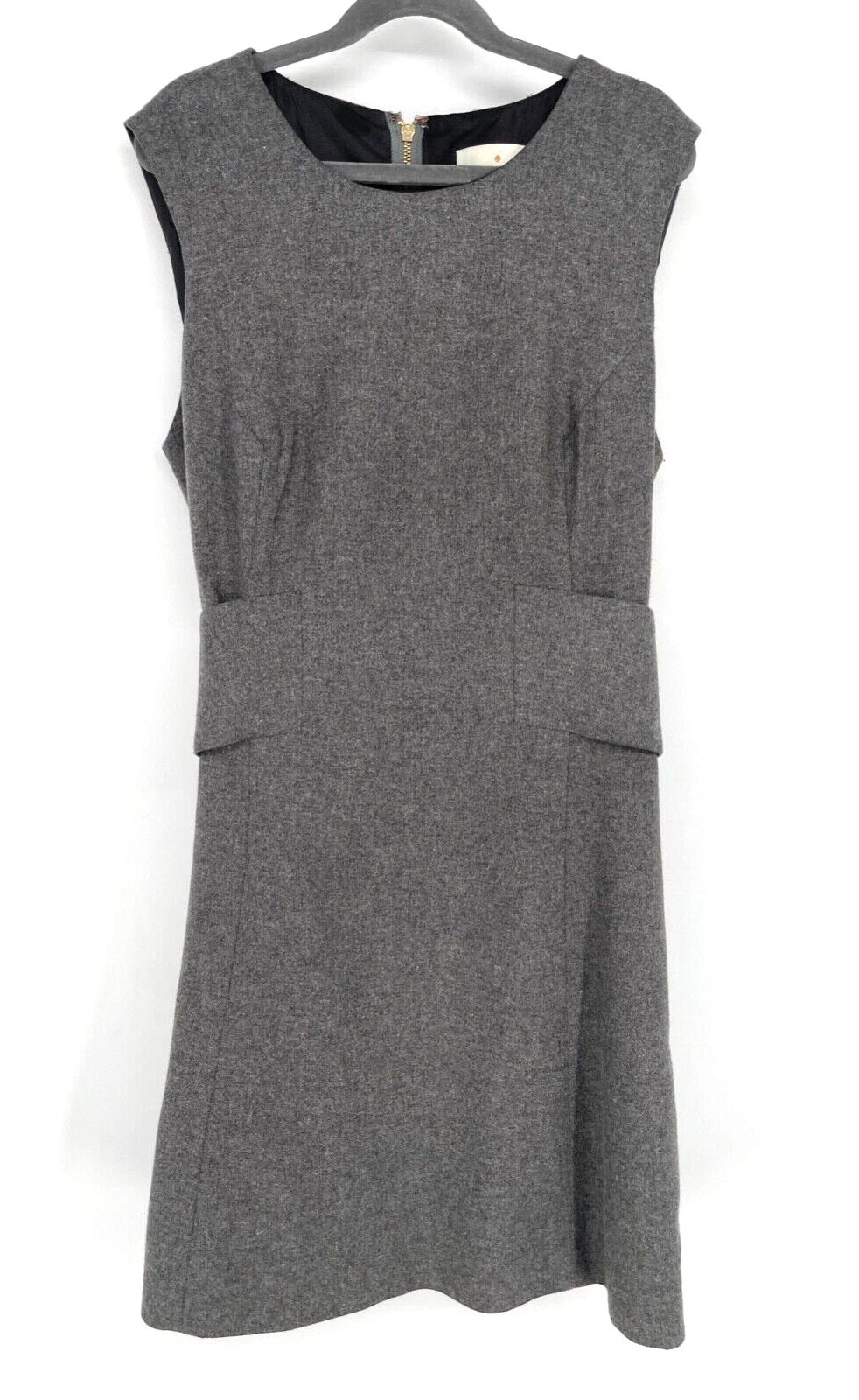 Abito donna Kate Spade taglia 6 grigio misto lana Marti aderente e svasato fiocco $428 linea A