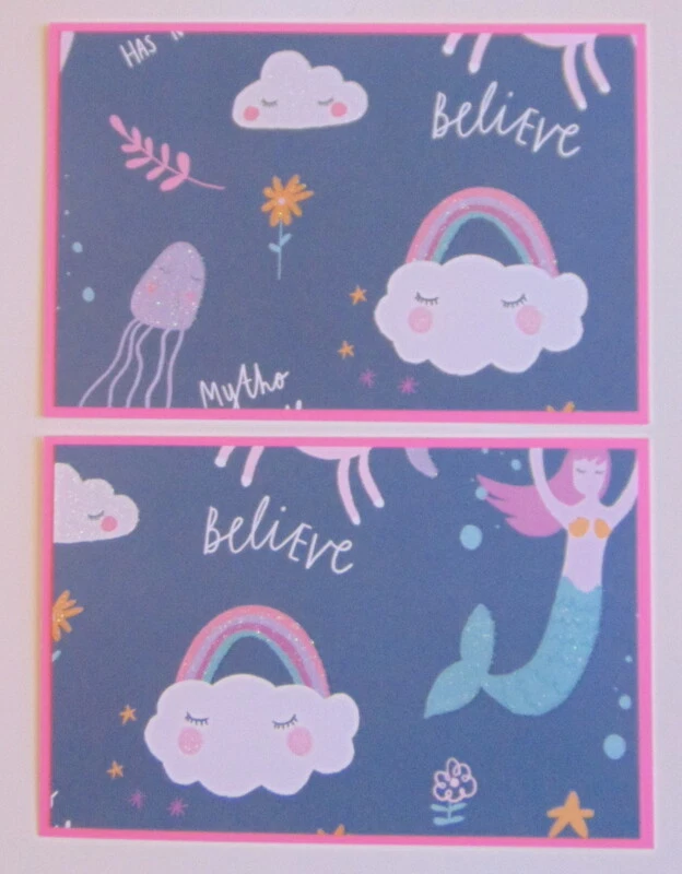 #2527 BELIEVE MERMAIDS UNICORNIOS PREFABRICADO ÁLBUM DE RECORTES PÁGINA TAPETE Y JUEGO DE TÍTULO - TONYA Foto 3 de 4