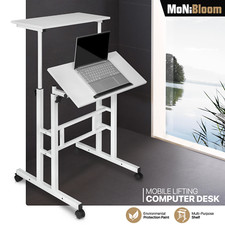 Stand Up Laptop Desk Adjustable Height Computer Table Office Workstation w/Wheel