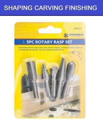 MARKSMAN 5 PC Rotary Burr Bit Tungsten Carbide Point Die Grinder Shank Carving Set Tools