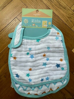 Angel Dear Baby Junge 2er Set Musselin Druckknopf Lätzchen - Sterne und Zickzack