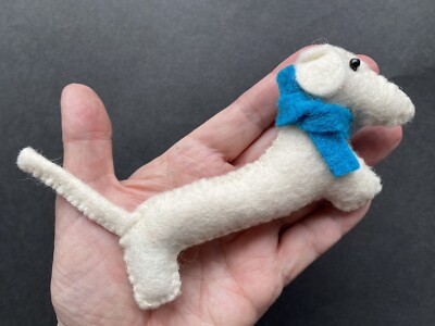 AMICA, Large Felt Dog Brooch, White, FAIR TRADE, Pooch, Pet, Gift Idea, Cute