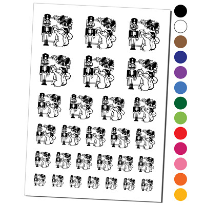 Christmas Nutcracker with Squirrel and Acorn Temporary Tattoo Set