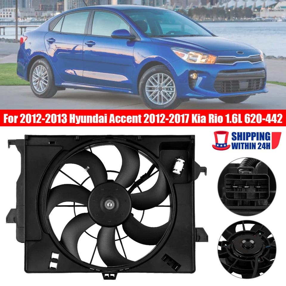 620442 Radiator Cooling Fan For 2012-2013 Hyundai Accent 2012-2016 2017 Kia Rio Foto 3 de 4