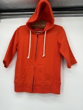 Hoodie Sweatshirt Women's Mitchell Ness Orange Full Zip 3/4 sleeves