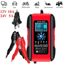 12V/24V Car Battery Charger – 10A Fast Charger for Truck Motorcycle Marine Boat