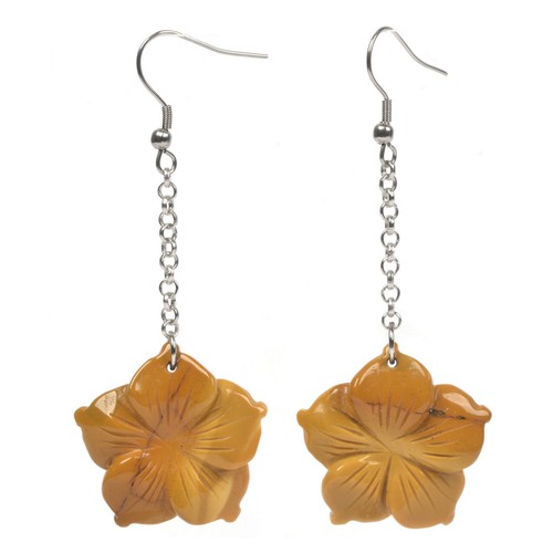 28mm Hand Carved gemstone Hawaii Flower Fashion Dangle Earrings 1 pair - Picture 17 of 106