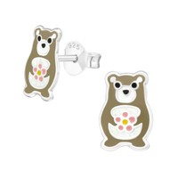 1 Paar Ohrringe Ohrstecker 925 Sterling Silber BäR Mit Blume