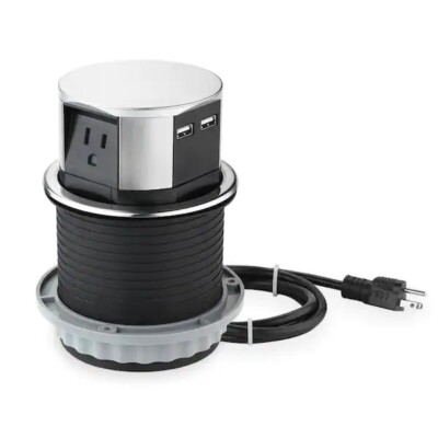 Link2Home Space Saver Pop Up-Outlet, 3 Power Outlets 15 Amp, 2 USB Ports 2.4 Amp