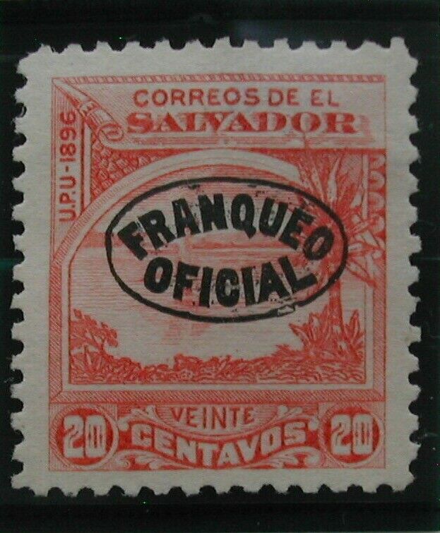 1896 New color Salvador Product Official Stamps O32 OFICIAL FRANQUE 20c car-rose