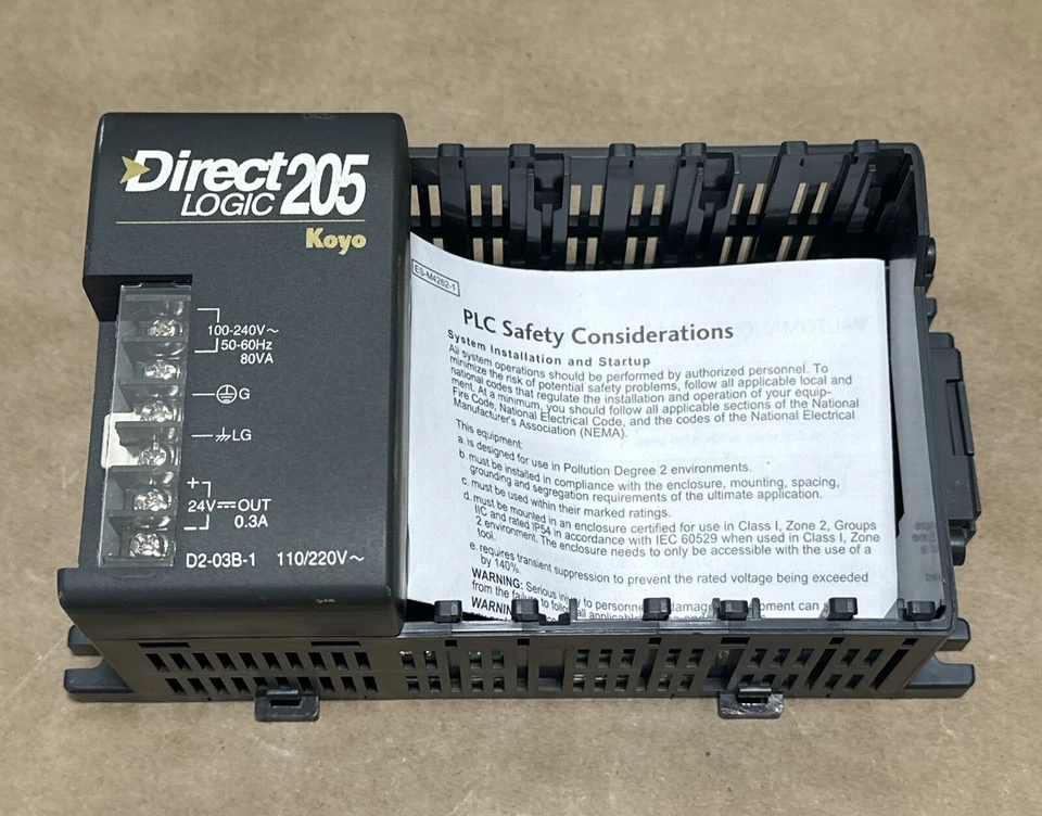 NEW- DirectLOGIC 205 Koyo I/O Base 3-Slot External 110/220V~ D2-03B-1 + WARRANTY - Image 2 of 4