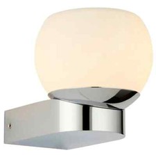 Saxby Bond Chrome Silver Opal Glass Bathroom Wet Room Modern Wall Light IP44