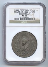 Exonumia (1844) Henry Clay (#8817) Campaign Medal. Dewitt-HC-1844-14 WM NGC AU55