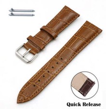 Light Brown Quick Release Croco Leather Replacement Watch Band Strap 1044
