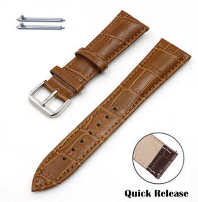 Light Brown Quick Release Croco Leather Replacement Watch Band Strap #1044