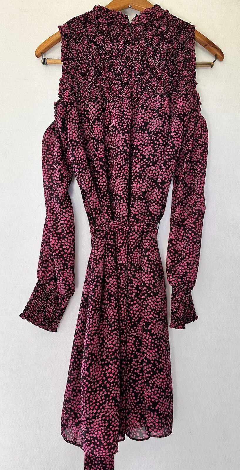 Abito Michael Kors spalle fredde estivo rosa caldo stelle nero sm