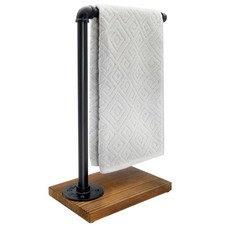 15'' Hand Towel Holder, L Shaped Towel Holder Stand with Weighted Base, Black...