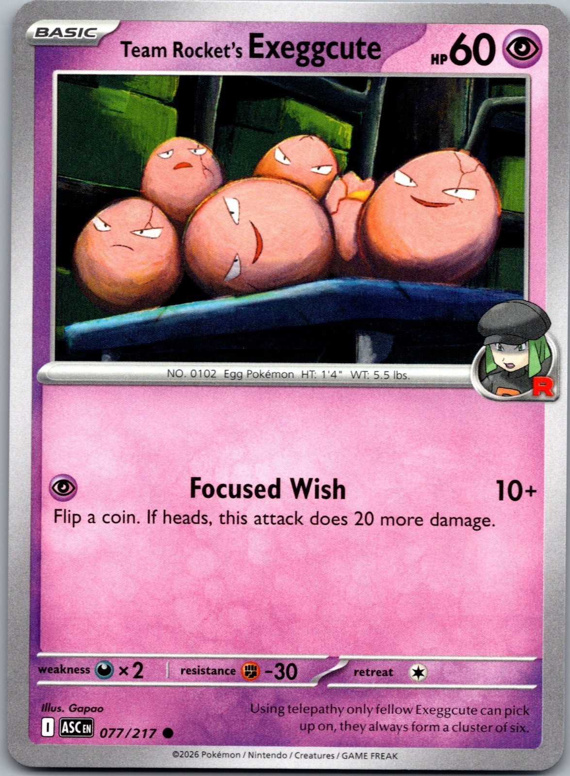 Team Rocket's Exeggcute Common ME: Ascended Heroes 077/217 NM